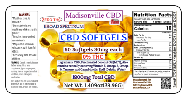 CBD BROAD Spectrum Softgels 30mg